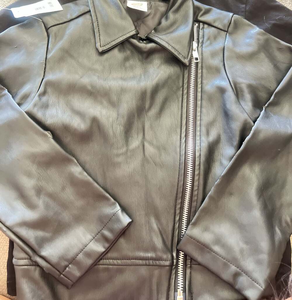 Wonder Nation Faux Leather Moto Jacket Size XS 4-5 Black